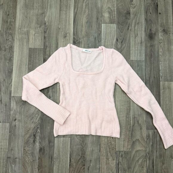 Mango MNG coquette textured knit square neck sweater - Picture 3 of 6